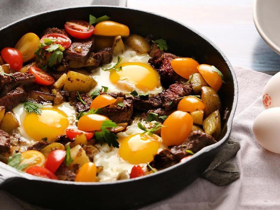 London Broil and Egg Breakfast Hash