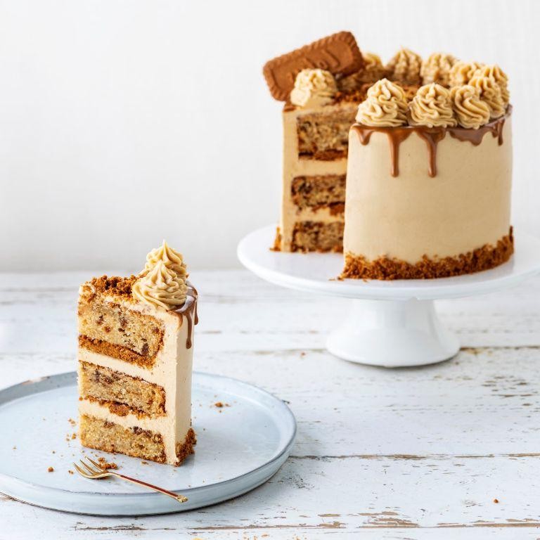 Lotus Biscoff Layer Cake with Creamy Frosting