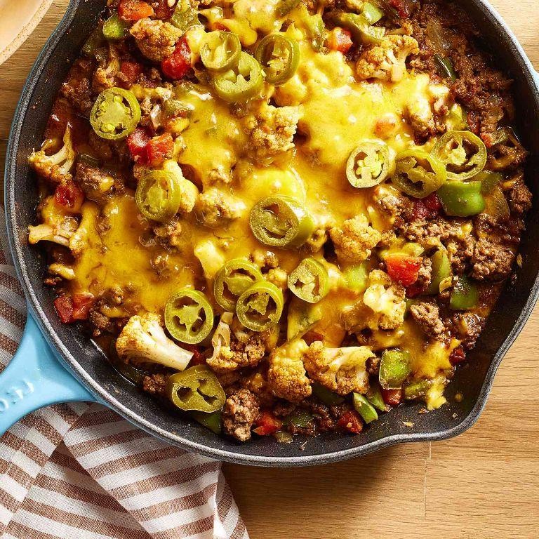 Low Carb Cheesy Beef and Cauliflower Casserole