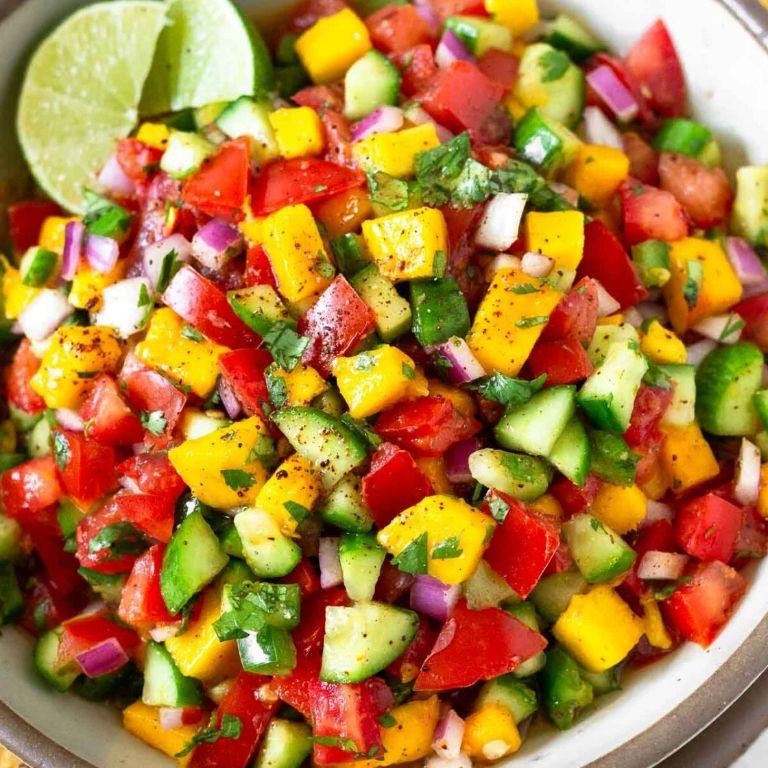 Mango, Cucumber, and Red Onion Salad with Lime Juice