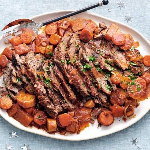 Maple Bacon Brisket with Savory Vegetables