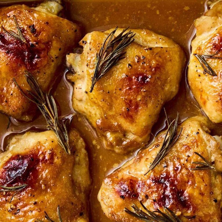 Maple Dijon-Roasted Chicken Thighs