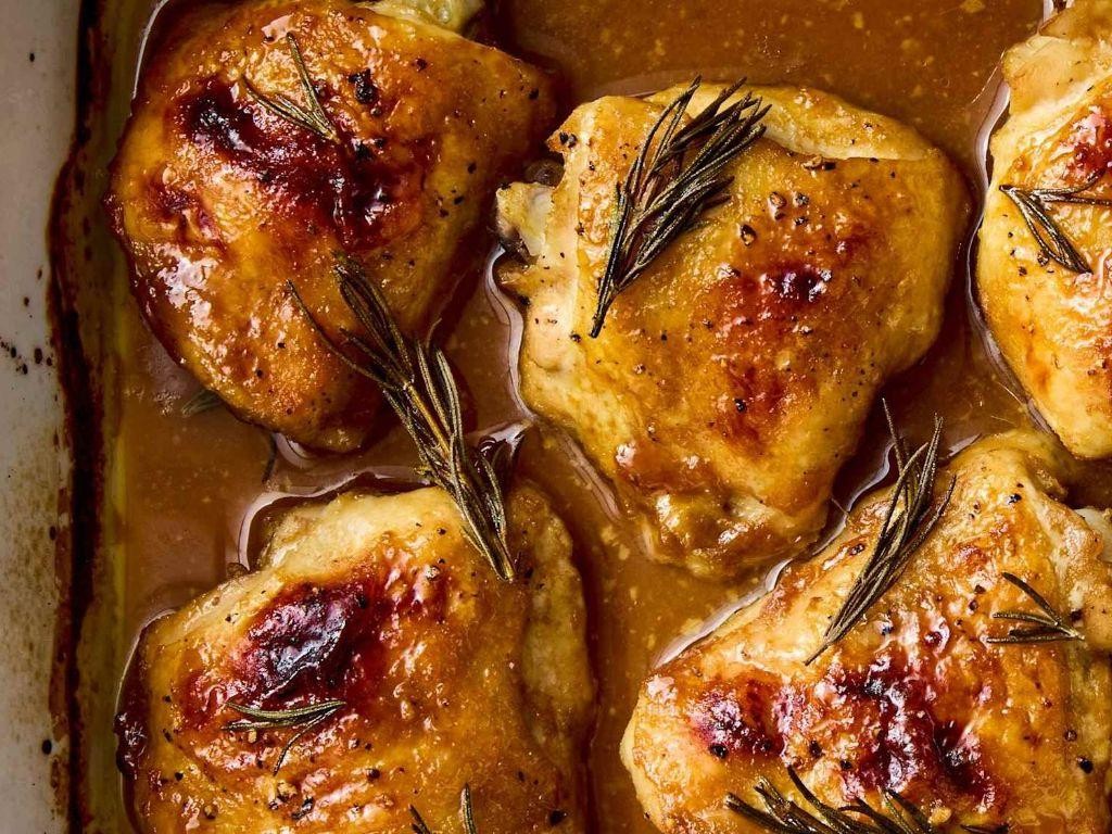 Maple Mustard Glazed Chicken Thighs