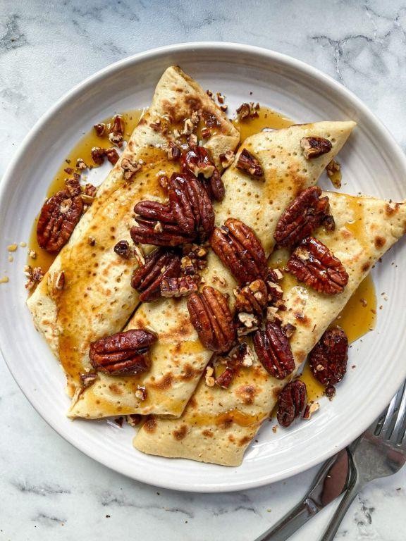 Maple Pecan Crepes with Brown Butter