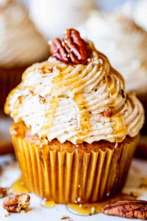 Maple Pecan Cupcakes with Brown Butter Frosting