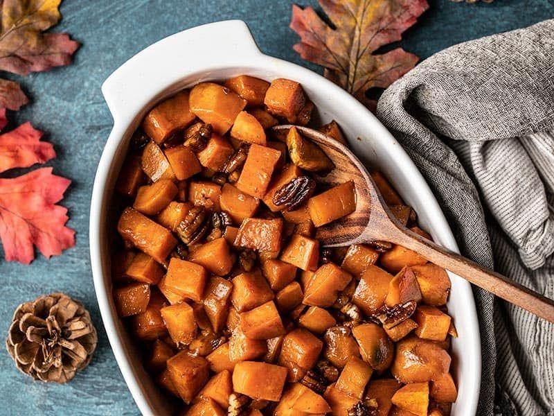 Maple Roasted Sweet Potatoes with Pecans