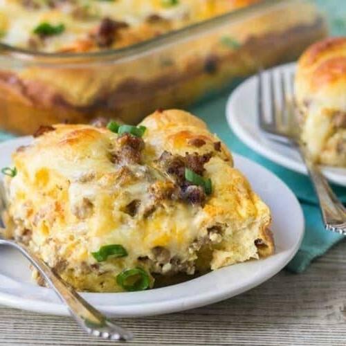 Maple Sausage and Crescent Roll Breakfast Casserole