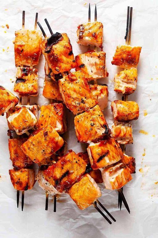 Maple Soy Salmon Skewers