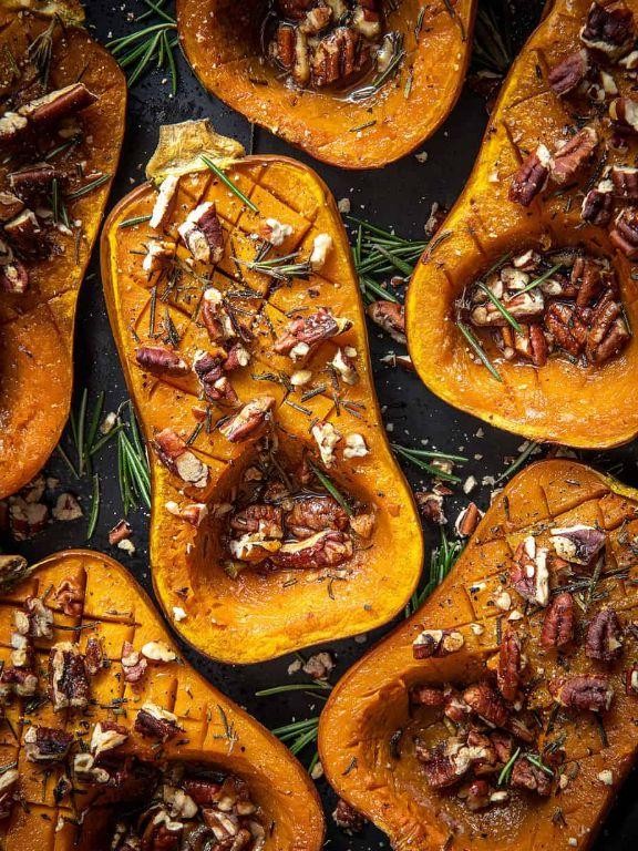 Maple-Glazed Honeynut Squash with Pecans