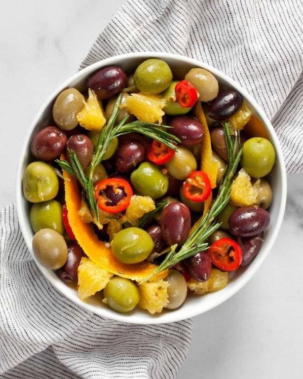 Marinated Greek Olives with Citrus and Herbs