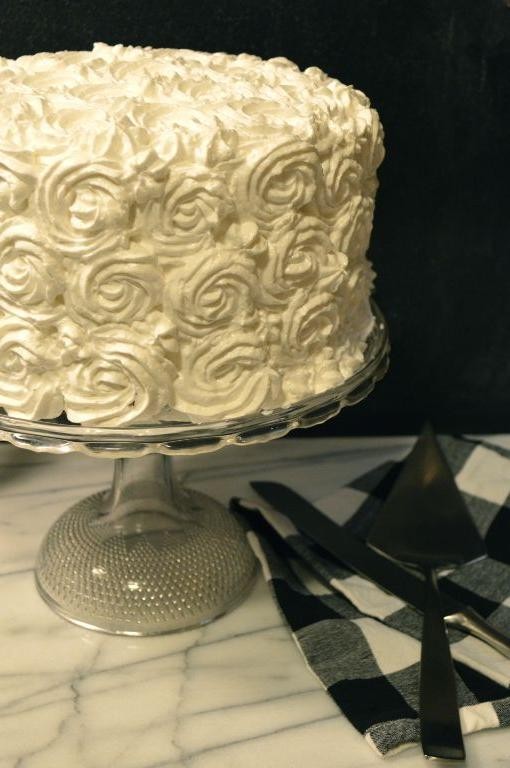 Marshmallow Frosted White Cake