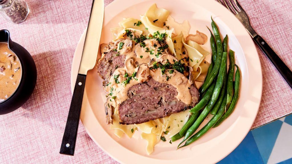 Meaty Mushroom Stroganoff Meatloaf