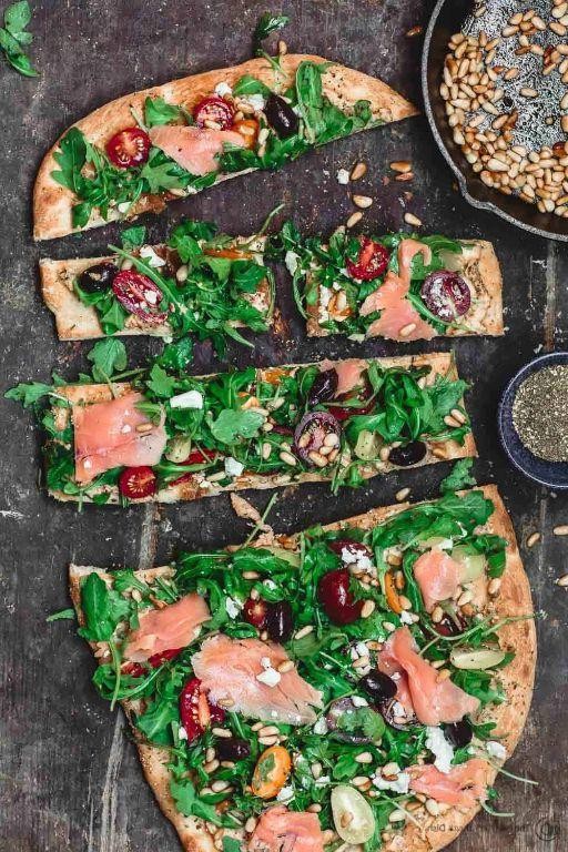 Mediterranean Canned Red Salmon Flatbread