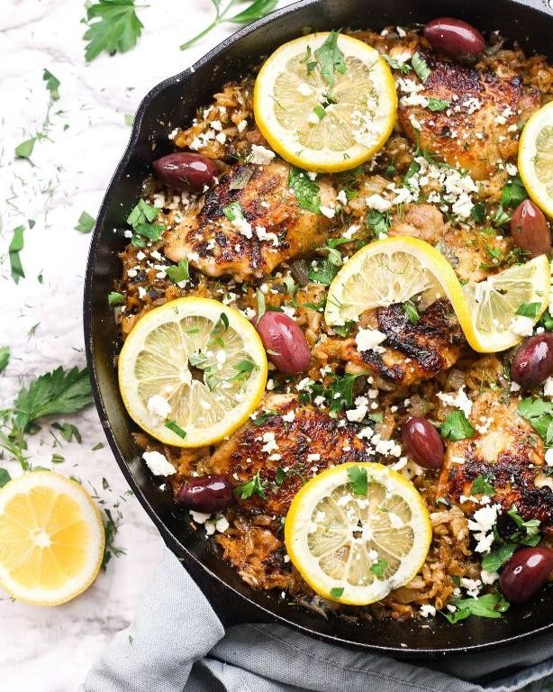 Mediterranean Chicken Legs and Herbed Rice Pilaf