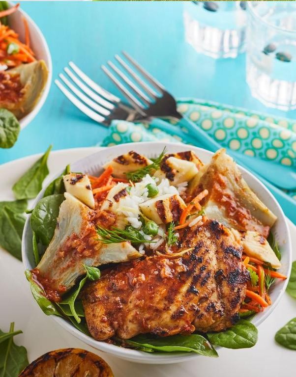 Mediterranean Chicken and Artichoke Bowls