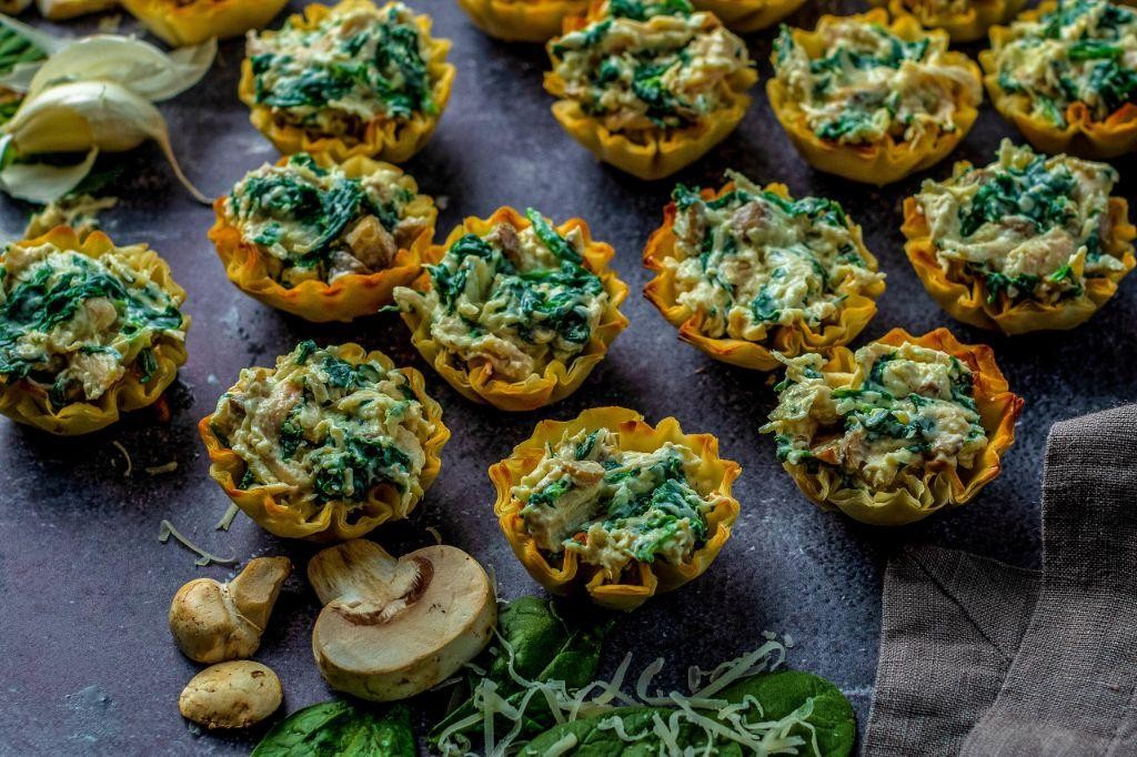 Mediterranean Chicken and Spinach Filo Cups