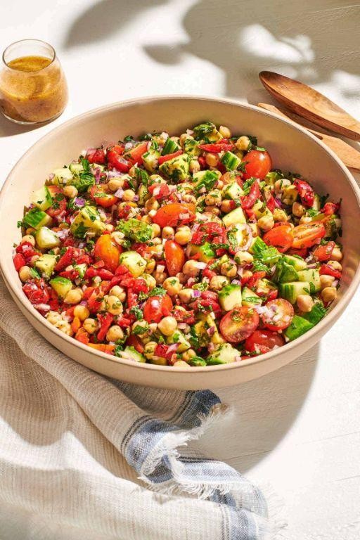 Mediterranean Chickpea Composed Salad