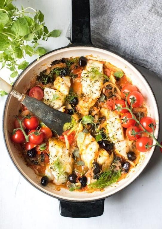 Mediterranean Cod and Veggie Skillet