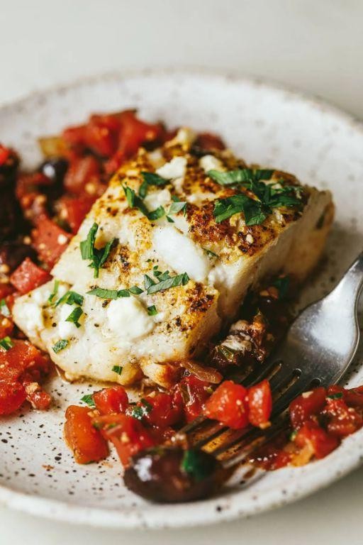 Mediterranean Dogfish with Feta and Olives