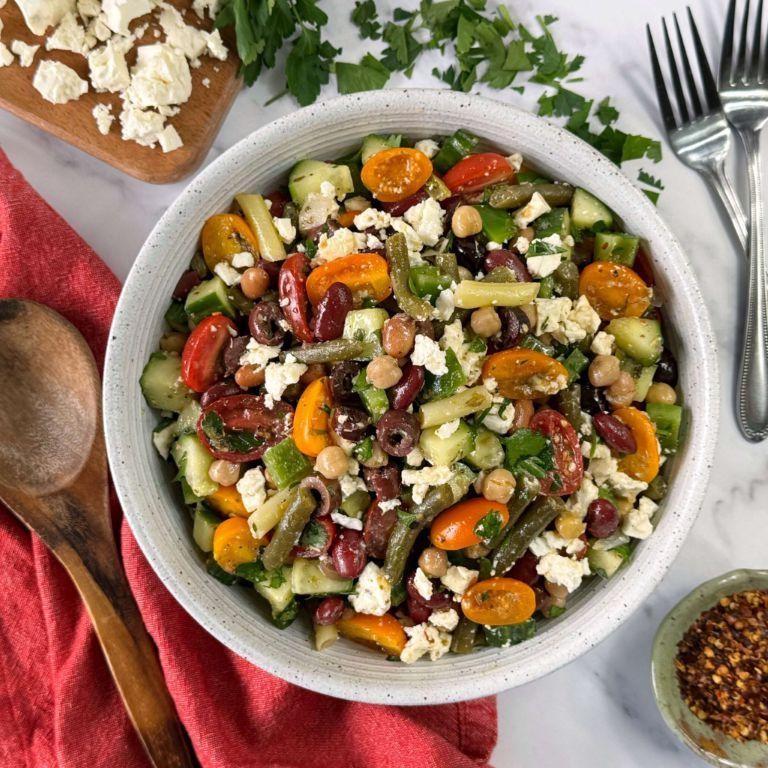 Mediterranean Five Bean Salad with Feta