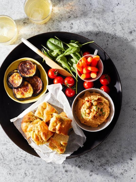 Mediterranean Focaccia with Hummus