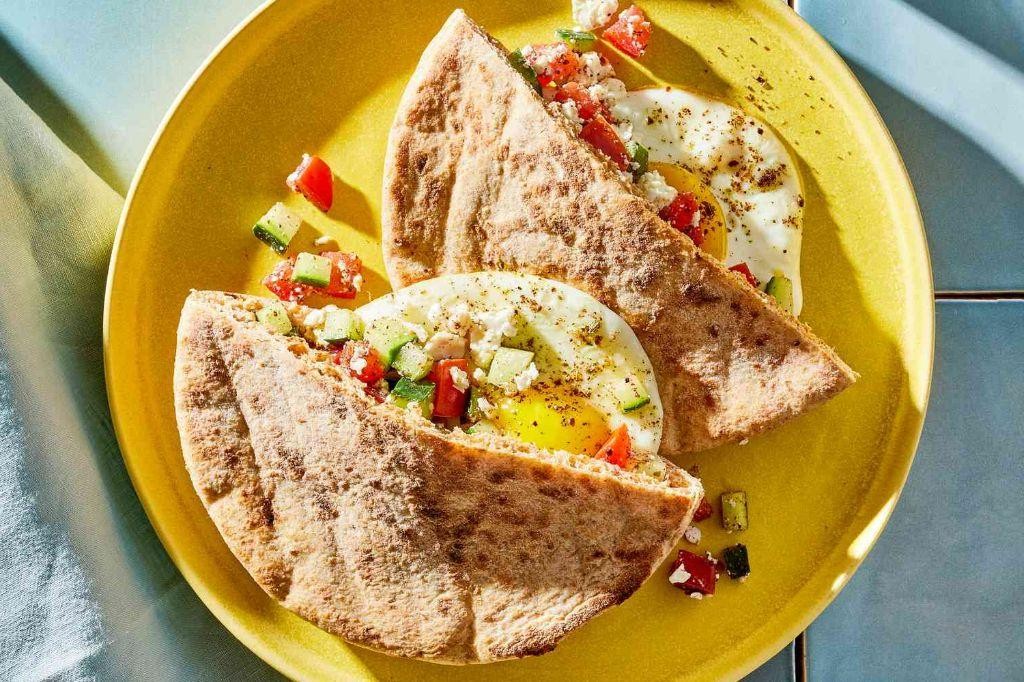 Mediterranean Fried Egg Pita Sandwich