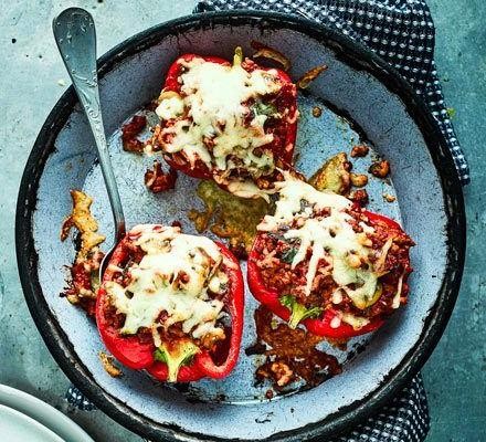 Mediterranean Ground Turkey Stuffed Peppers