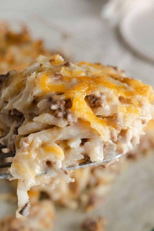 Mediterranean Hamburger and Hash Brown Casserole