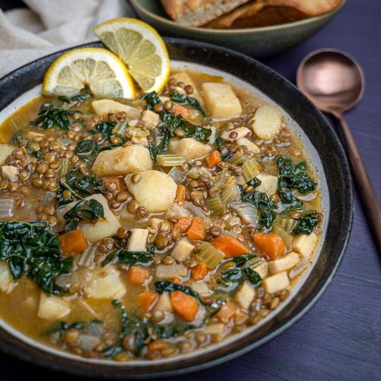 Mediterranean Lentil Soup with Kale