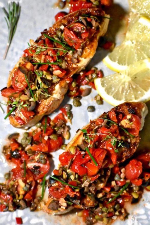 Mediterranean Olive Tapenade Grilled Snapper
