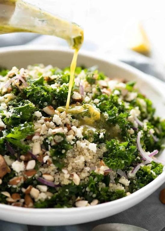 Mediterranean Quinoa Kale Salad with Feta