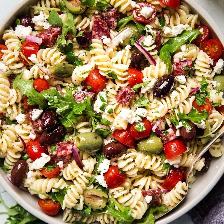 Mediterranean Rotini Pasta Salad with Feta