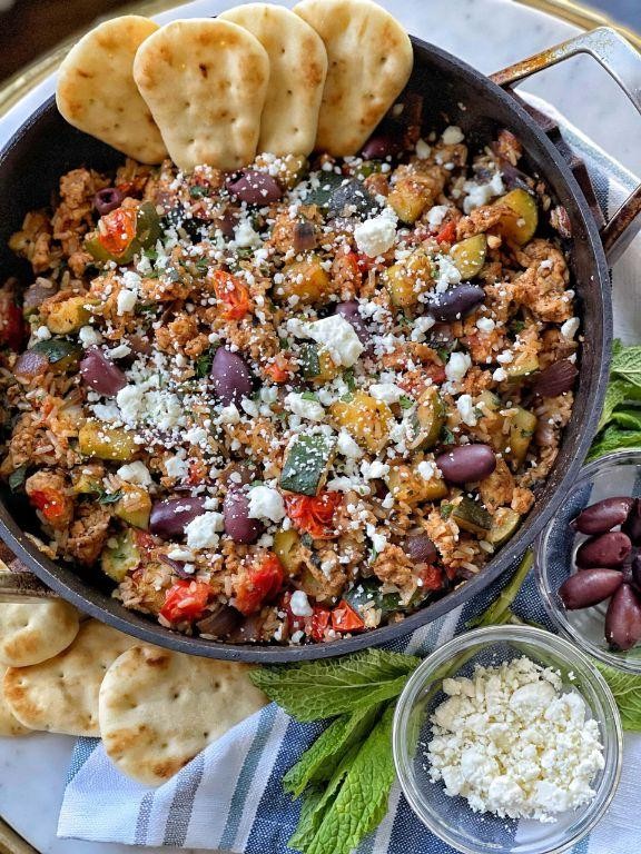 Mediterranean Style Ground Chicken Breast Skillet