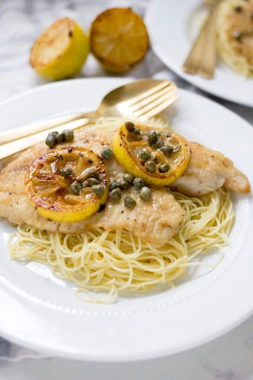 Mediterranean Tilapia Piccata with Linguine