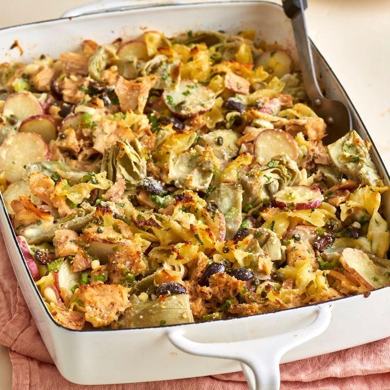 Mediterranean Tuna Noodle Casserole with Olives