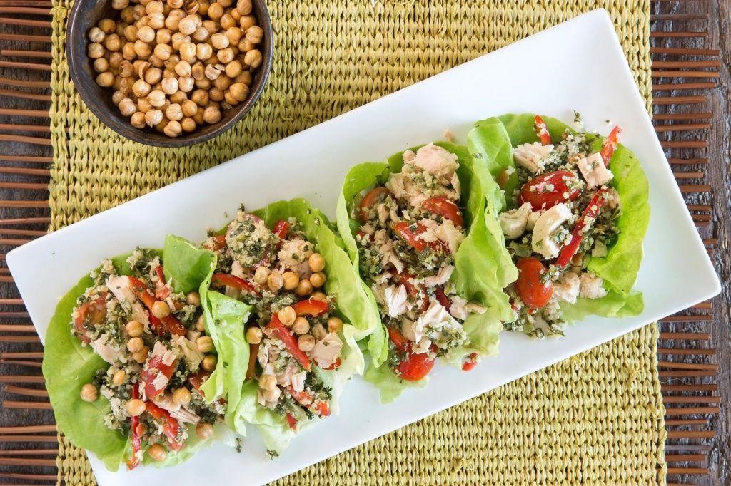 Mediterranean Tuna Salad Lettuce Wraps