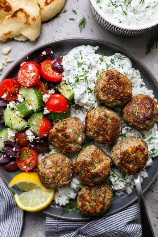 Mediterranean Turkey Meatballs with Tzatziki