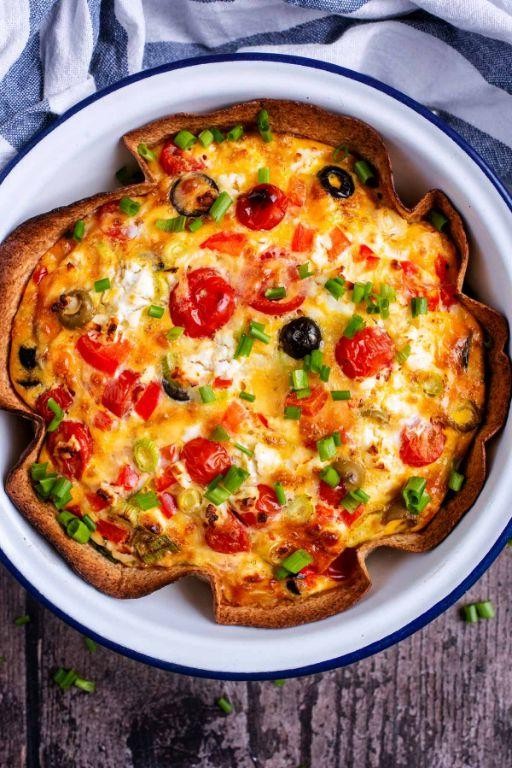 Mediterranean Veggie Tortilla Quiche