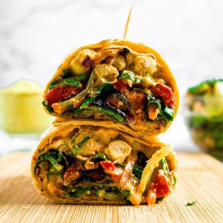 Mediterranean Veggie Wraps with Hummus
