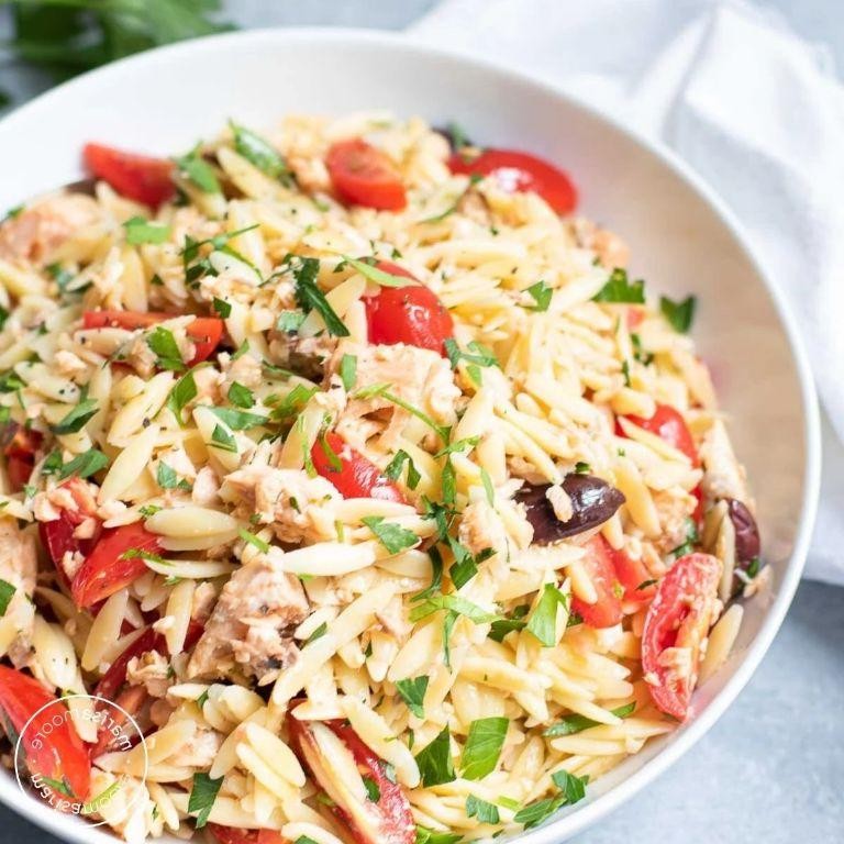 Mediterranean-Inspired Salmon Orzo