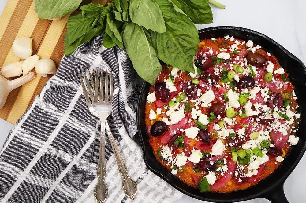 Mediterranean-Style Baked Polenta with Olives and Feta