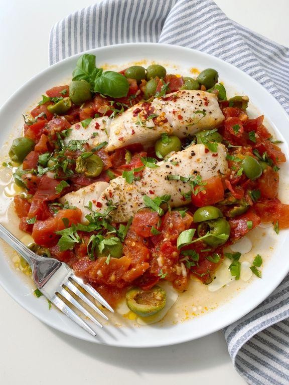 Mediterranean-Style Pan-Seared Halibut