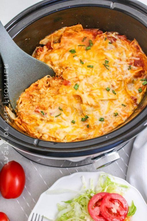 Mexican Fiesta Slow Cooker Enchilada Casserole