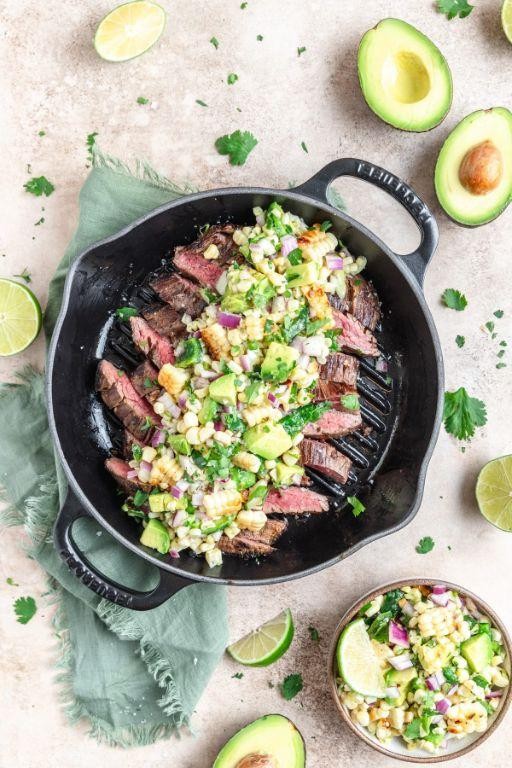 Mexican Flank Steak with Avocado and Corn Salsa