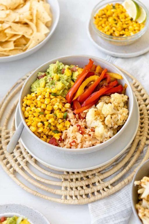 Mexican Rice Bowls with Corn and Guacamole