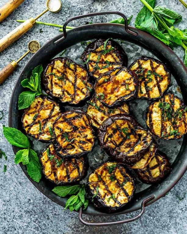 Mint Jelly Glazed Grilled Eggplant