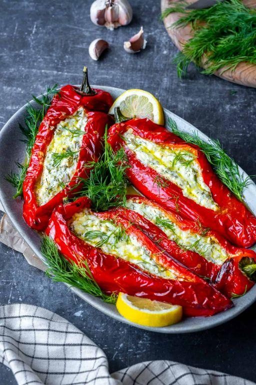 Mint Jelly and Feta Stuffed Bell Peppers