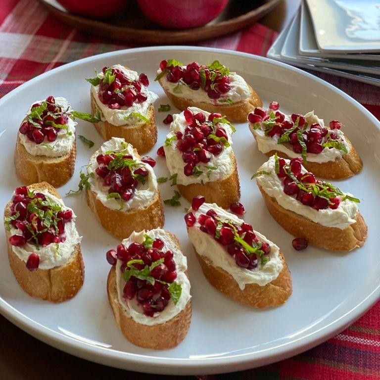 Mint Jelly and Goat Cheese Crostini