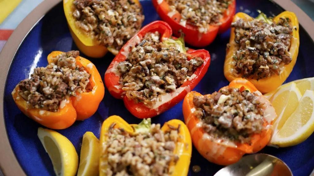 Minted Lamb and Rice Stuffed Peppers