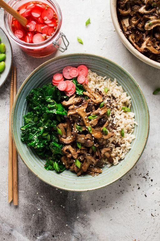 Miso Maple Quinoa Bowl with Shiitake Mushrooms